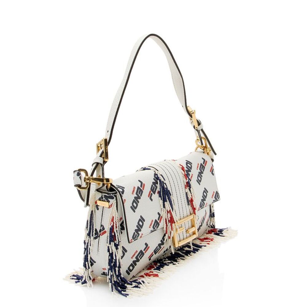 Fendi x Fila Calfskin Mania Beaded Fringe Baguette Shoulder Bag - Picture 2 of 16